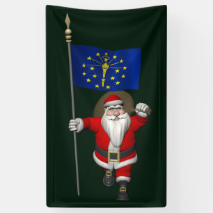 Lona Santa Claus Con Bandera De Indiana