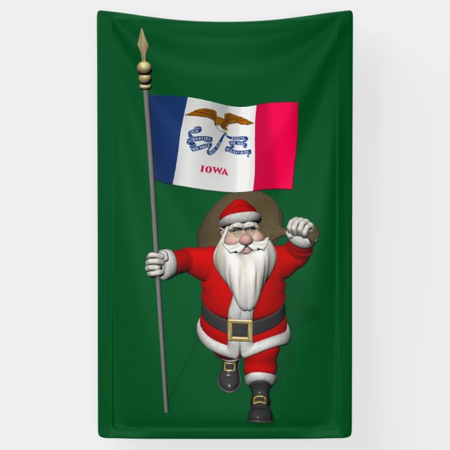 Lona Santa Claus Con Bandera De Iowa (Vertical)