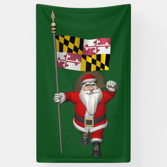 Lona Santa Claus Con Bandera De Maryland (Vertical)