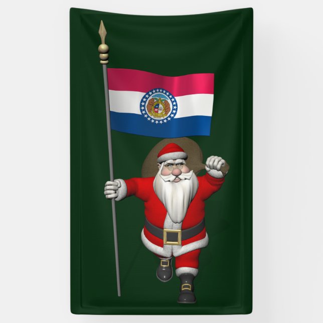 Lona Santa Claus Con Bandera De Misuri (Vertical)