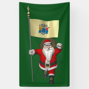 Lona Santa Claus Con Bandera De Nueva Jersey