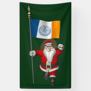Lona Santa Claus Con Bandera De Nueva York