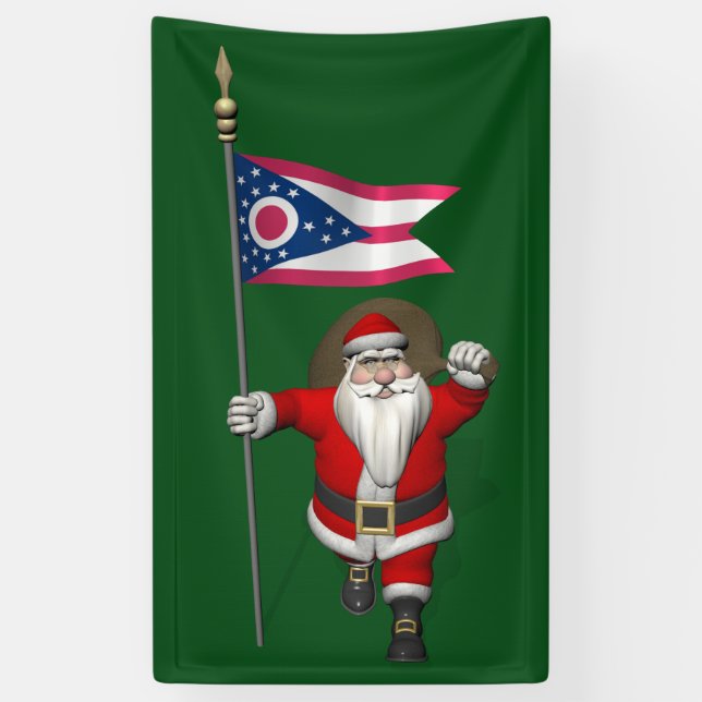 Lona Santa Claus Con Bandera De Ohio (Vertical)