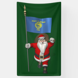 Lona Santa Claus Con Bandera De Oregón