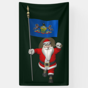 Lona Santa Claus Con Bandera De Pensilvania