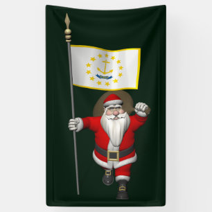 Lona Santa Claus Con Bandera De Rhode Island
