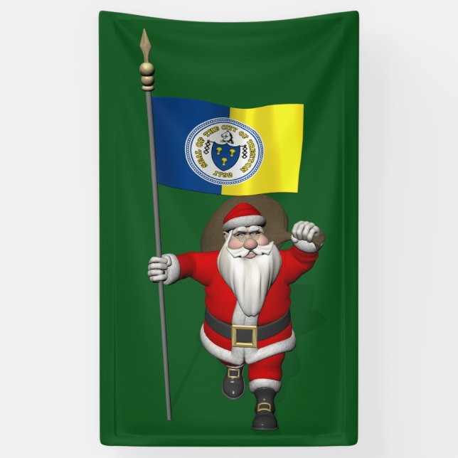 Lona Santa Claus Con Bandera De Trenton New Jersey (Vertical)