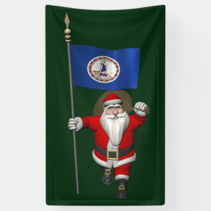 Lona Santa Claus Con Bandera De Virginia
