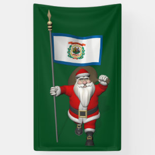 Lona Santa Claus Con Bandera De Virginia Occidental