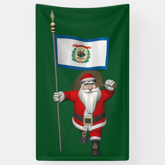 Lona Santa Claus Con Bandera De Virginia Occidental (Vertical)