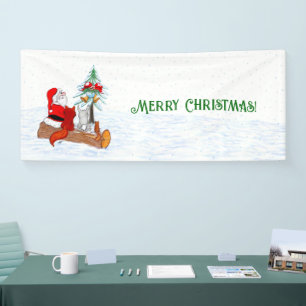 Lona Santa Claus con Fox de Conejo y Squirrel