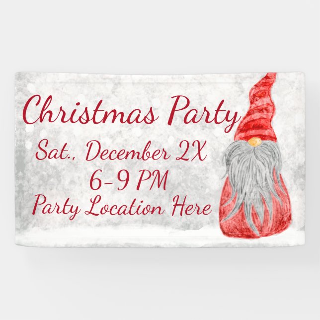 Lona Santa Claus Gnome sobre el campo de nieve  (Horizontal)