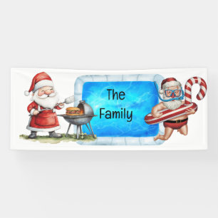 Lona Santa Claus Navidad en Julio Fiesta en la Piscina