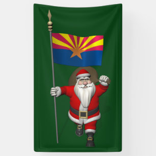 Lona Santa Claus Patriótico Con Bandera De Arizona