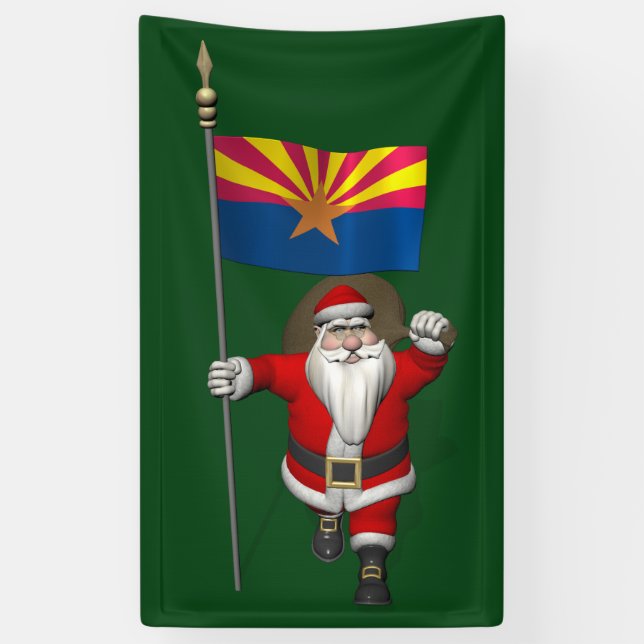 Lona Santa Claus Patriótico Con Bandera De Arizona (Vertical)