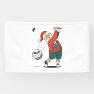 Lona Santa jugando golf jugador de golf de Navidad