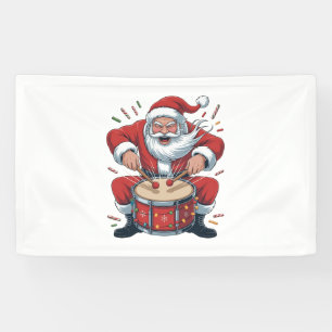 Lona Santa tocando la batería Navidad Baterista Xmas