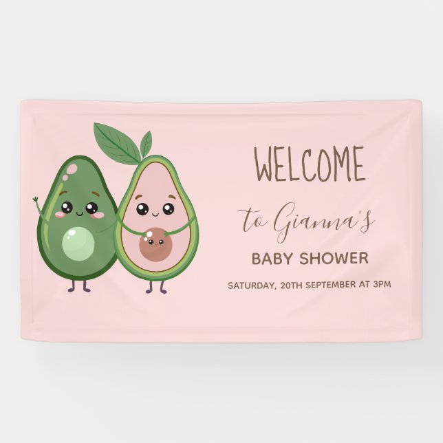 Lona Santo Guacamole Aguacate Rosa Baby Shower (Horizontal)