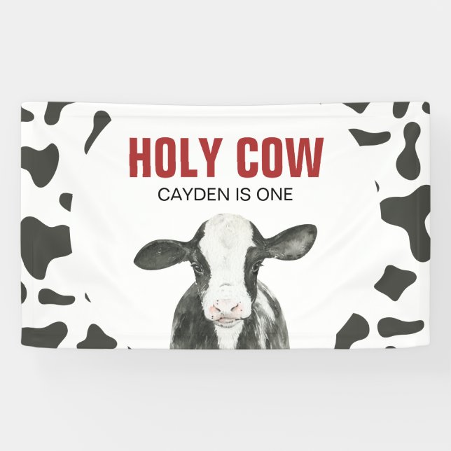 Lona Santo Vaca Soy un cumpleaños de impresión de vacas (Horizontal)
