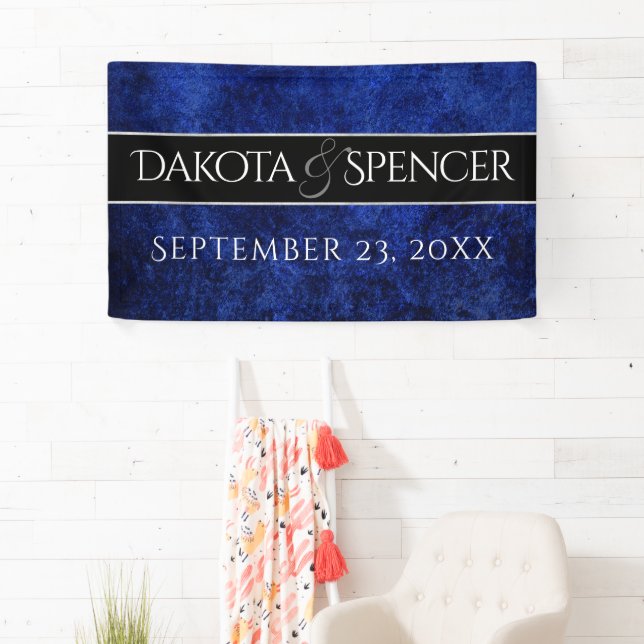 Lona Sapphire Boda Royal Cobalt Blue Fiesta moderno (In situ)