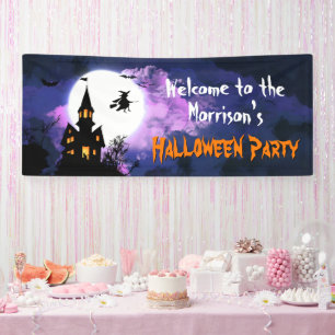 Lona Scary Haunted Castle Flying Witch Halloween Party