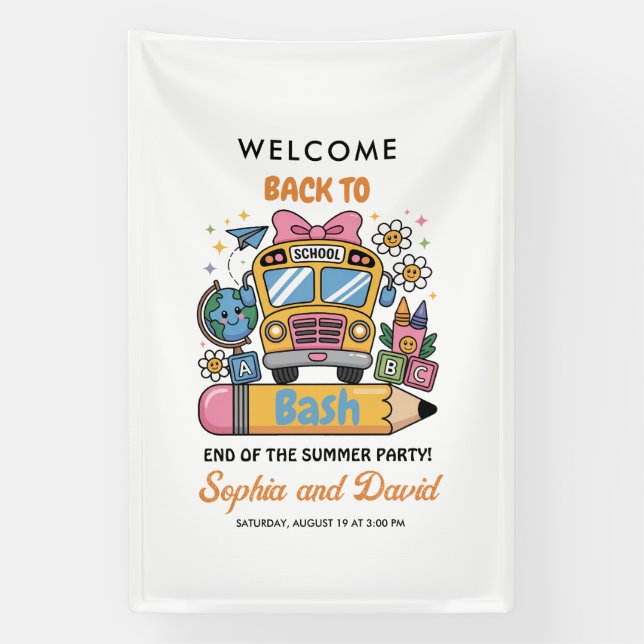 Lona School’s Back Bash! Editable End of Summer Party  (Vertical)
