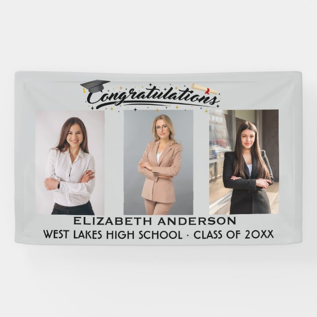 Lona Script de graduación de felicitaciones elegantes 3 (Horizontal)