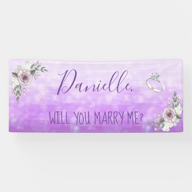 Lona ¿Se casará conmigo con el Rótulo de propuesta romá (Horizontal)