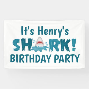 Lona Se llama Banner de la fiesta de cumpleaños SHARK