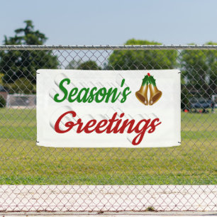 Lona Seasons Greetings Bells Navidades guion rojo verde
