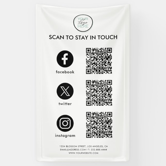 Lona Seguir El Negocio Del Código QR De Los Medios Soci (Vertical)