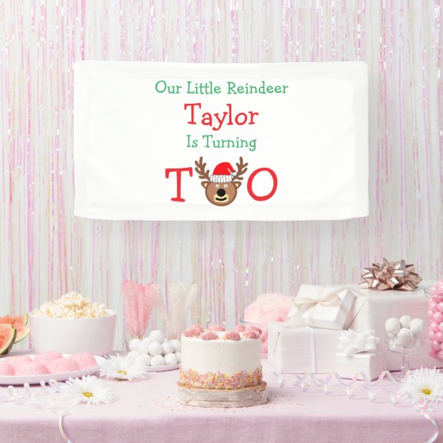 Lona Segundo cumpleaños de renos (Fiesta)