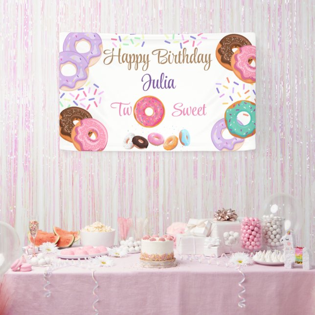 Lona Segundo cumpleaños del chica Donut (Fiesta)
