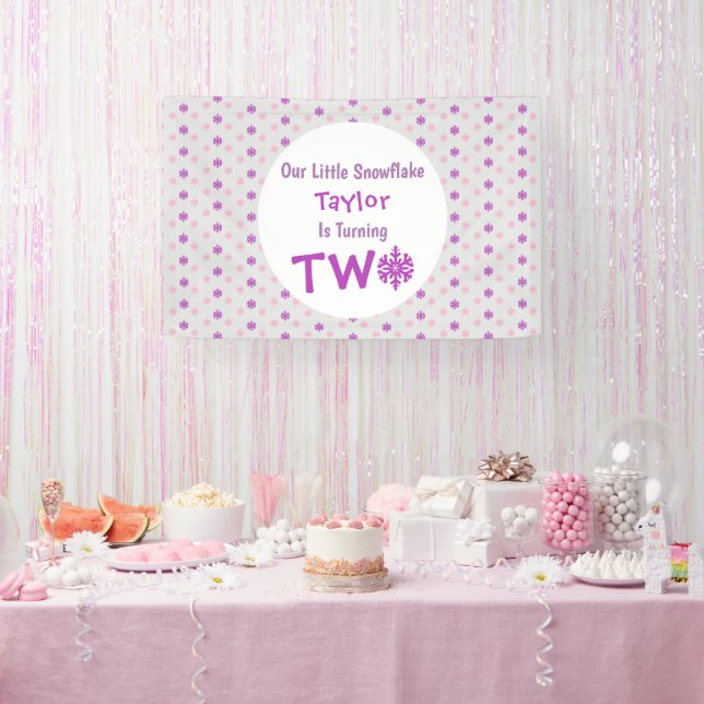 Lona Segundo cumpleaños del pequeño copo de nieve (Fiesta)