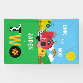 Lona Segundo cumpleaños granero Animales Oink Baa Moo C