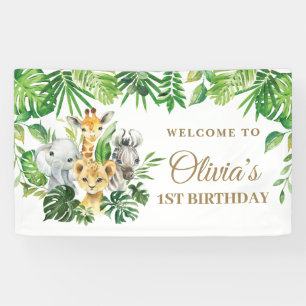 Lona Selva de animales Safari Greenery Fondo de cumplea