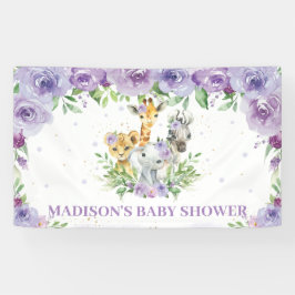 Lona Selva de animales Safari Lilac fondo morado floral