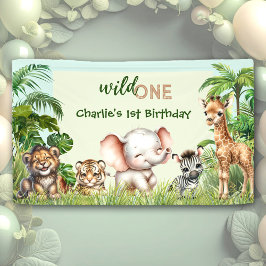 Lona Selva Safari Jungle Animals Wild One 1er cumpleaño