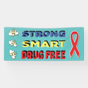 Lona Semana de la Cinta Roja Libre de Drogas Fuertes y