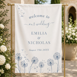 Lona Señalización de bienvenida para boda de flores sil
