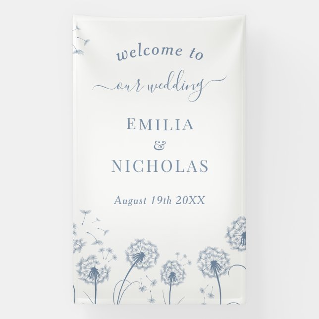 Lona Señalización de bienvenida para boda de flores sil (Vertical)