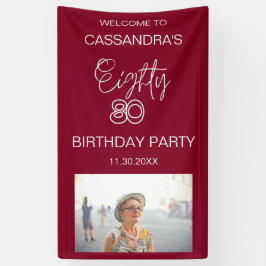 Lona Sencilla y moderna foto de Borgoña 80 cumpleaños b