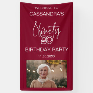 Lona Sencilla y moderna foto de Borgoña 90 cumpleaños b