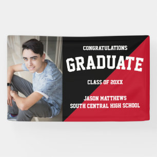 Lona Sencillo cartel de graduación de Black Red 2022