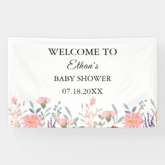 Lona Sencillo Jardín Floral Aquarela Baby Shower
