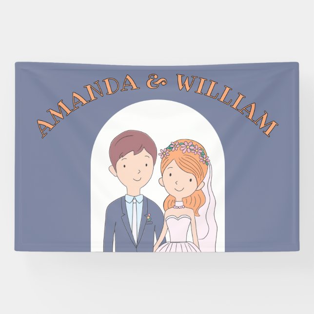 Lona Sencillo, Personalizado-Iike Cónyuges Ilustracion  (Horizontal)