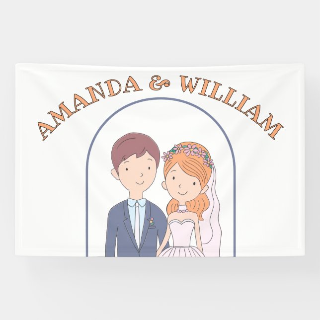 Lona Sencillo, Personalizado-Iike Cónyuges Ilustracion  (Horizontal)