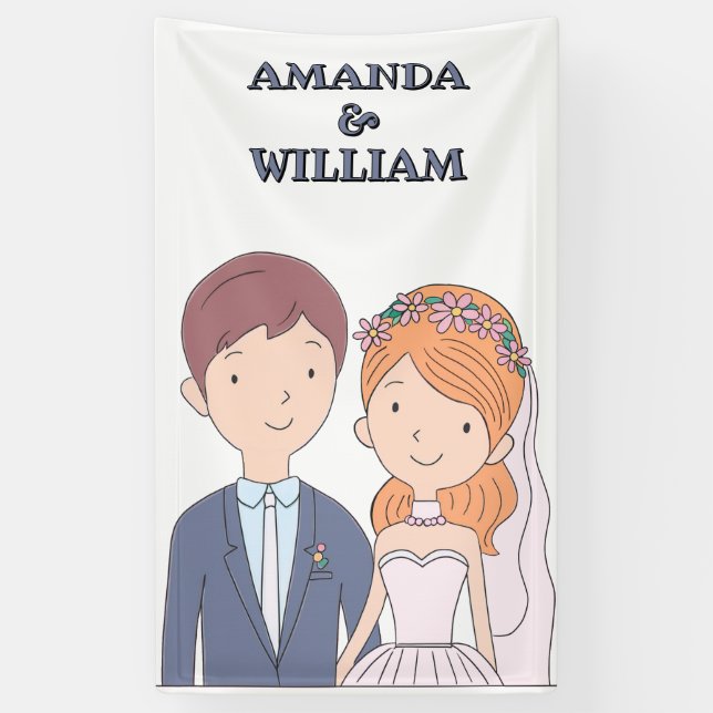 Lona Sencillo, Personalizado-Iike Cónyuges Ilustracion  (Vertical)