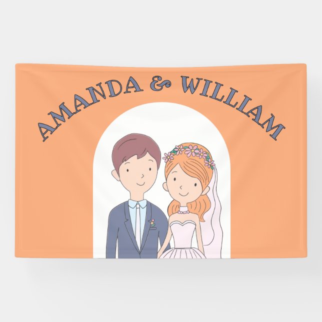 Lona Sencillo, Personalizado-Iike Cónyuges Ilustracion  (Horizontal)