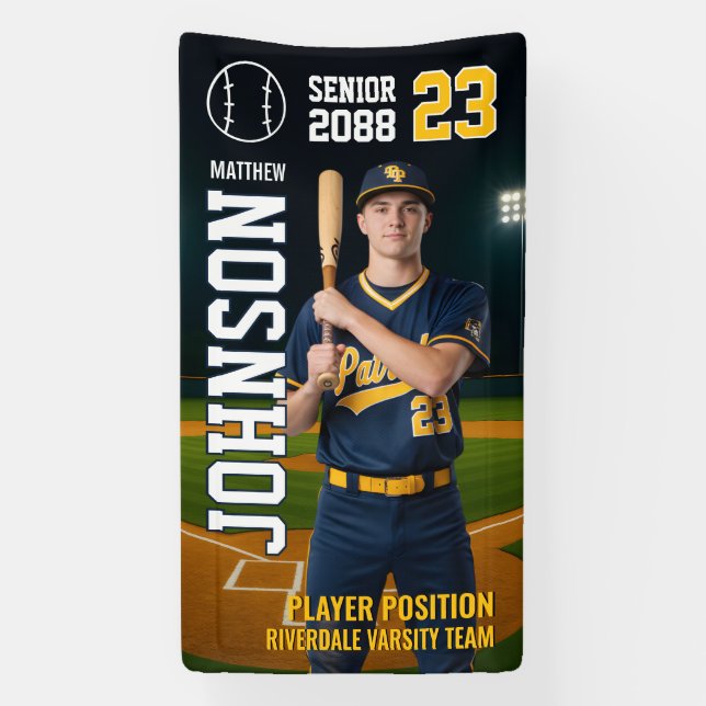 Lona Senior Baseball Team Player Custom Portrait Photo (Vertical)